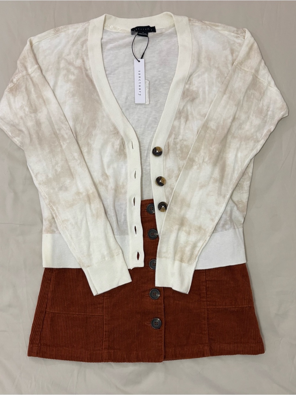 Chloe & Katie Rust Corduroy Button-Front Skirt